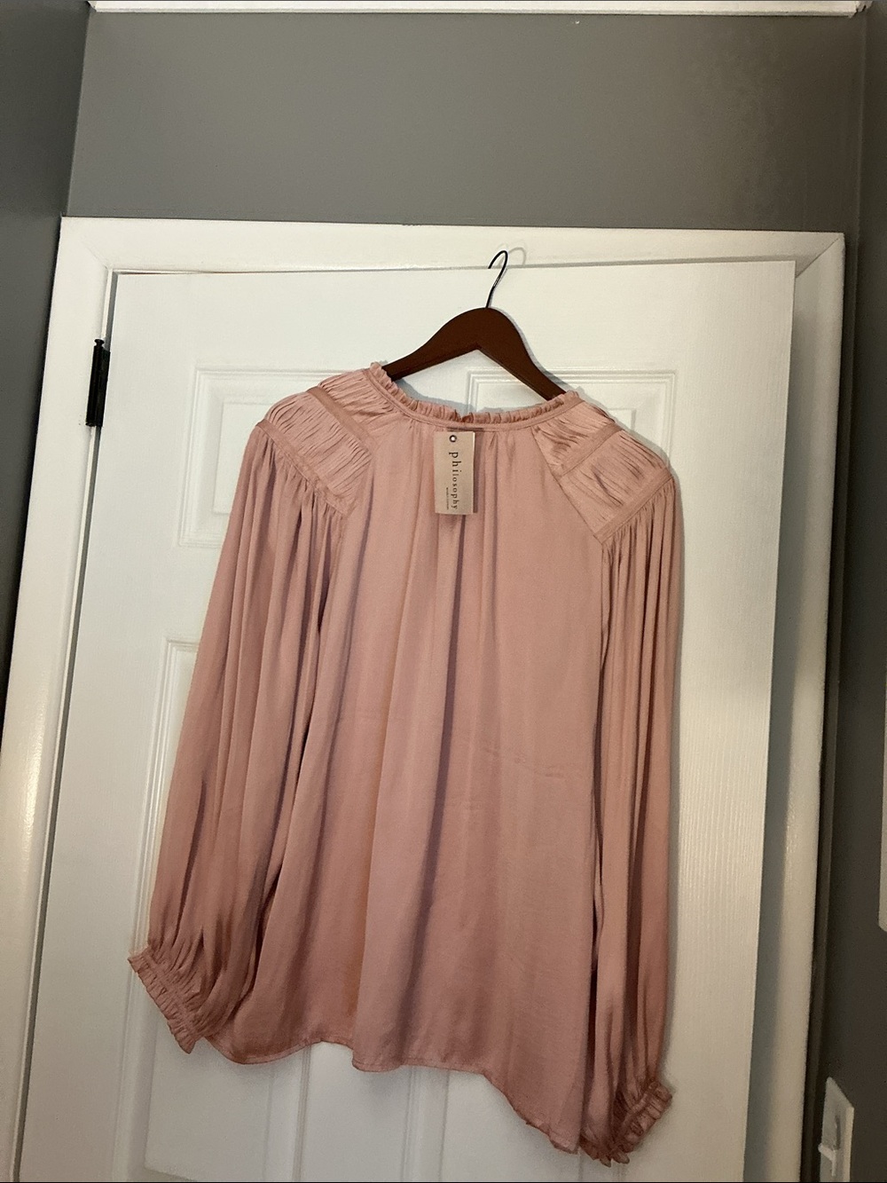 Philosophy Dusty Rose Long Sleeve Peasant Top